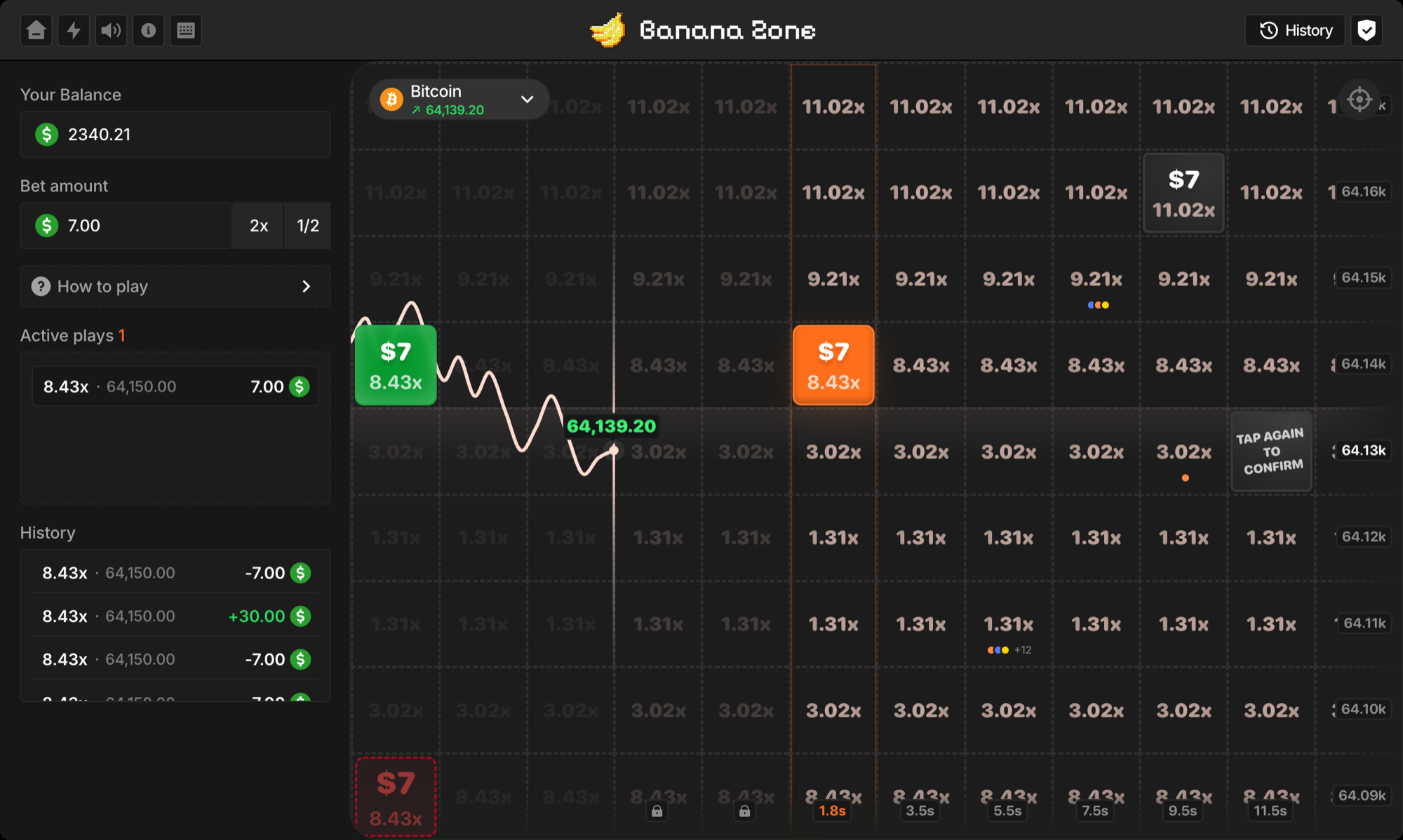 The Original skin: dark board with a gold index line and multiplier grid